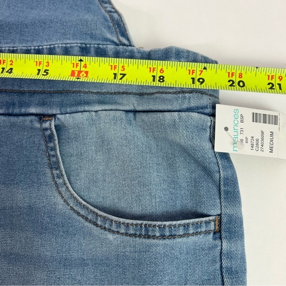 NWT MAURICES Women’s Blue Jean Shortalls Sz Medium Adjustable Waist/Buckle/strap - Picture 10 of 14